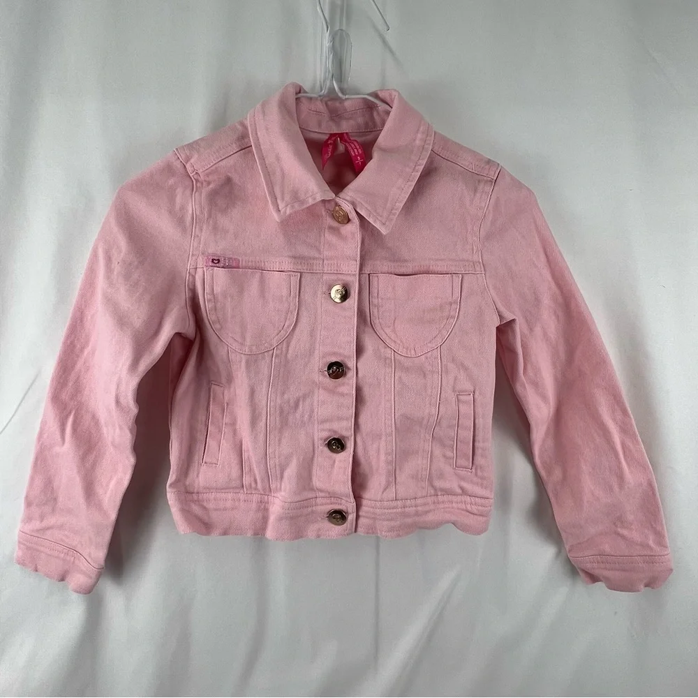 Cutie Patootie - Girl's Jean Jacket - Small - Light Pink - Denim - Button Down